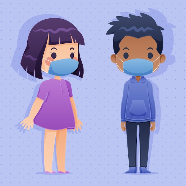 Free vector people wearing medical mask