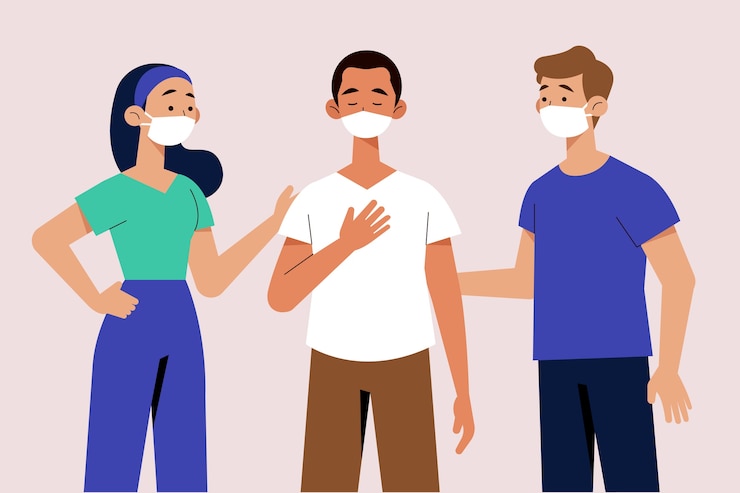 Free Vector people wearing medical mask
