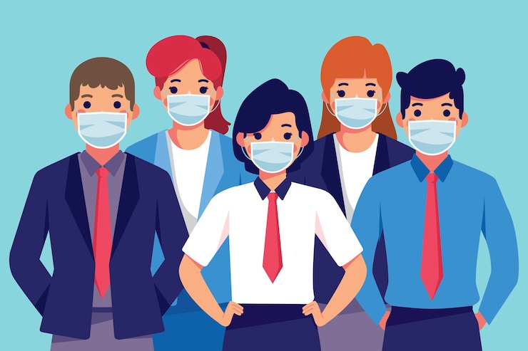 Free Vector people wearing medical mask