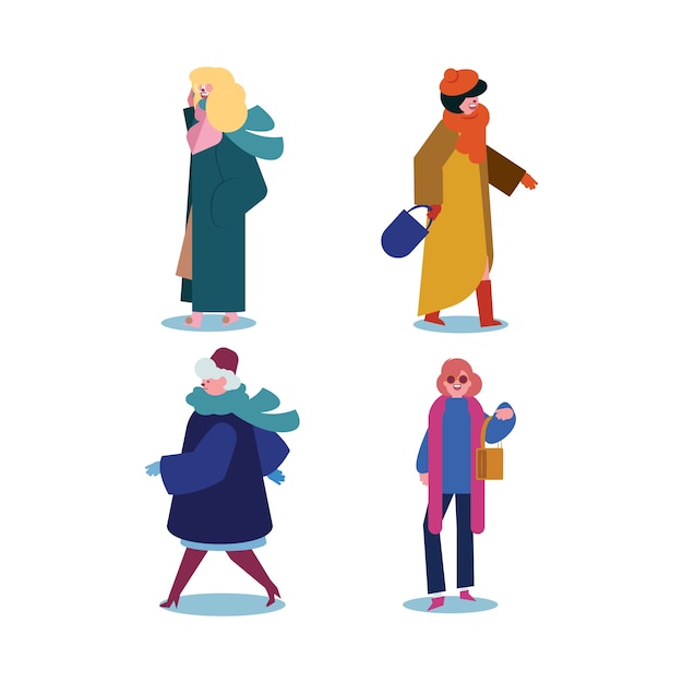 People wearing winter clothes pack
