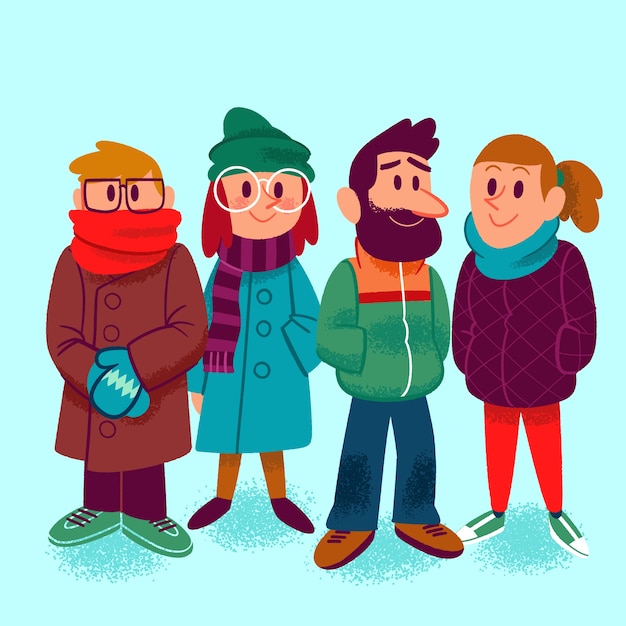 People wearing winter clothes