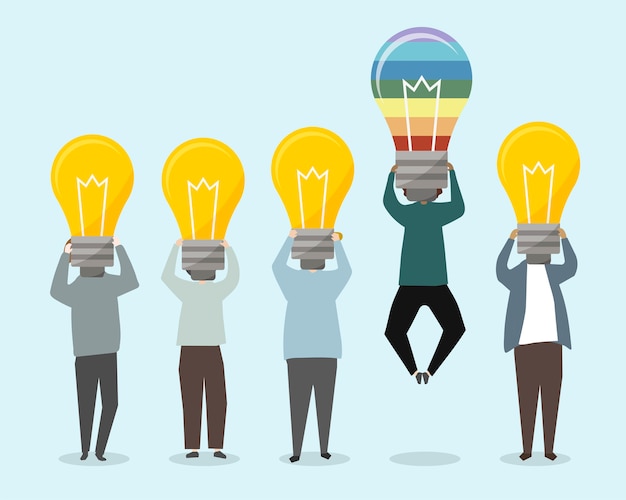 Free vector people with bright ideas illustration