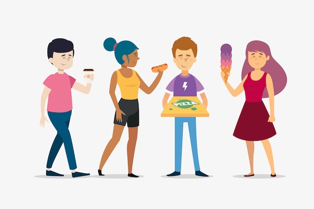 Free vector people with delicious food