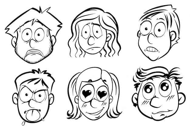 Free vector people with different facial expressions