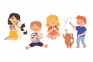 Free vector people with different pets illustration