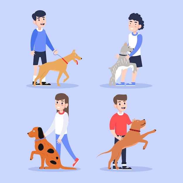 Free vector people with different pets