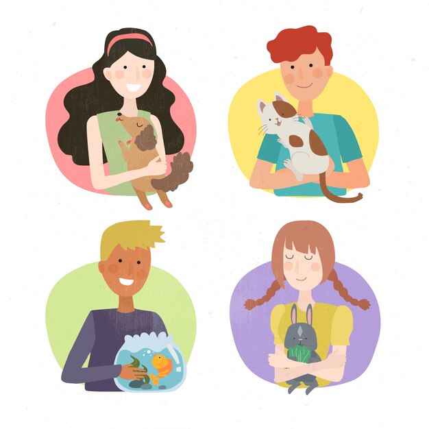 Free vector people with different pets