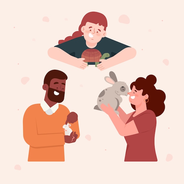 Free vector people with different pets