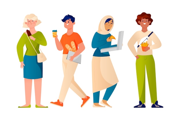 Free vector people with food concept