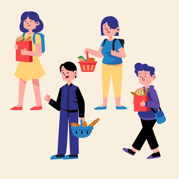 Free vector people with food design