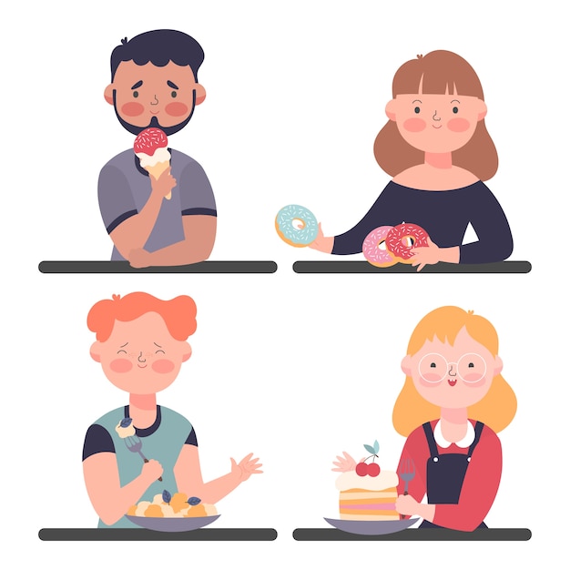 Free vector people with food illustration