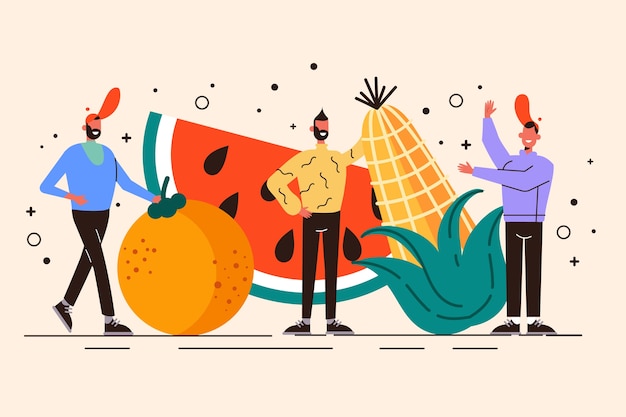 Free vector people with food illustration