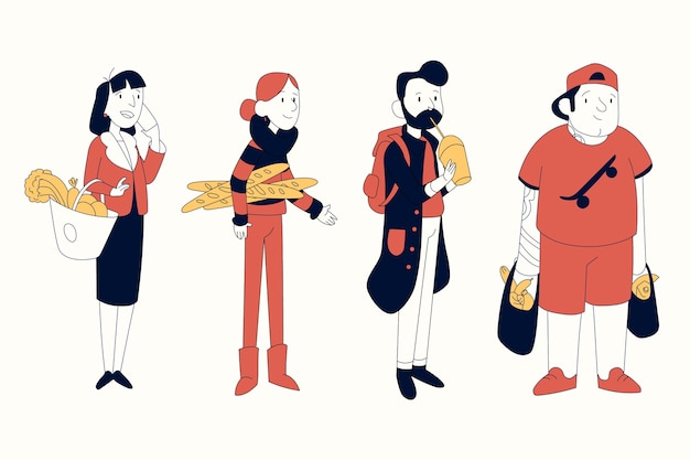 Free vector people with food illustration