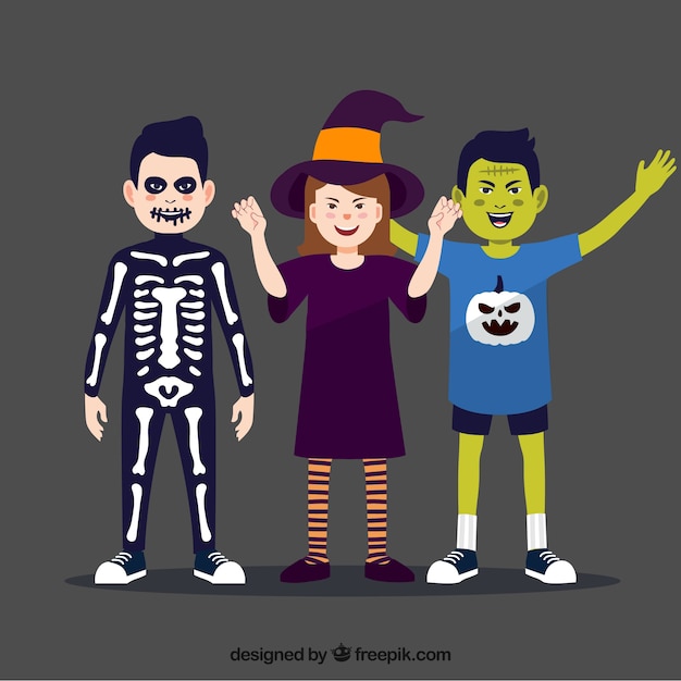 Vettore gratuito persone con costumi da halloween