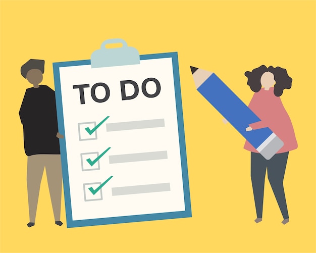 Free vector people with to do list illustration