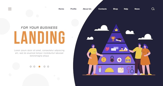 People with maslow pyramid landing page