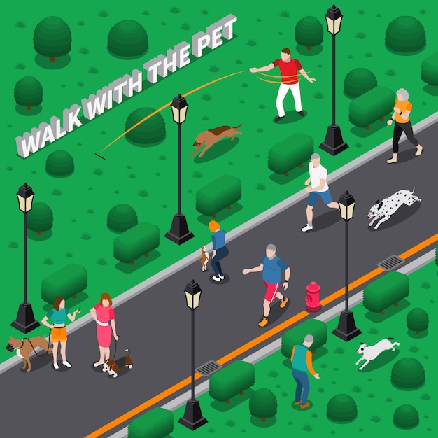 Free vector people with pets composition