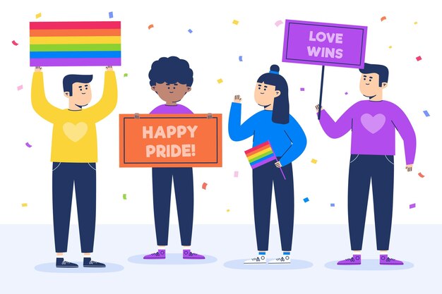 Free vector people with pride symbol signs