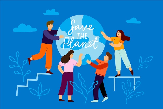 People with save the planet message