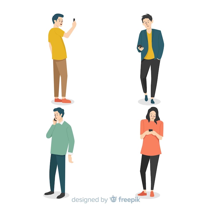 無料Vector スマートフォンを持つ人々