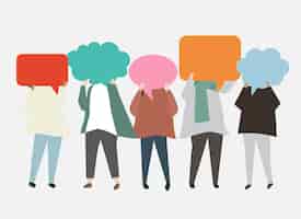 Free vector people with speech bubbles illustration
