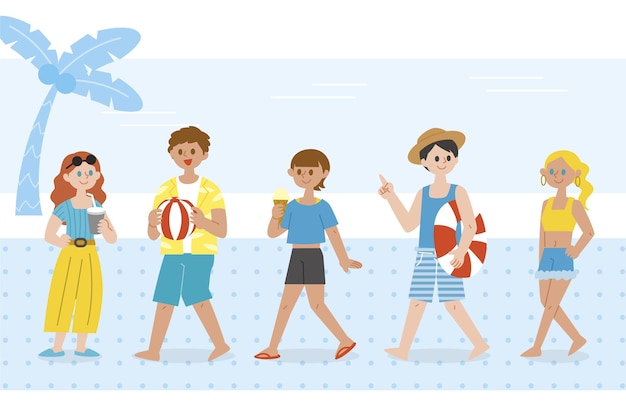 Free vector people with summer clothes set