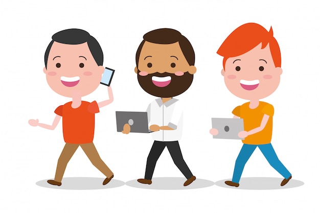 Free vector people with tech devices