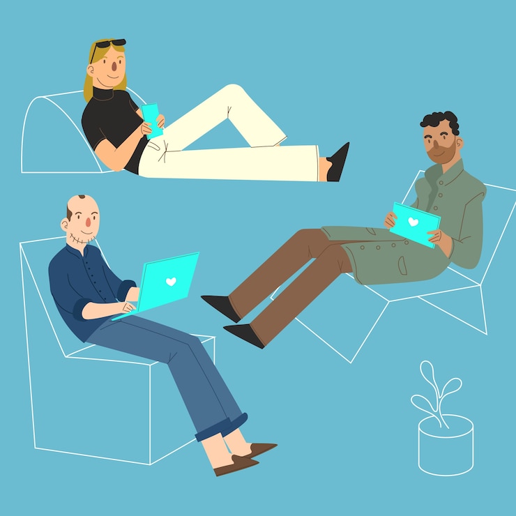 Free Vector people with technology devices collection