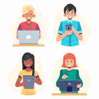 Free vector people with technology devices