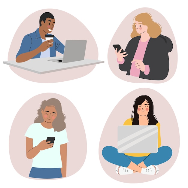 Free vector people with technology devices