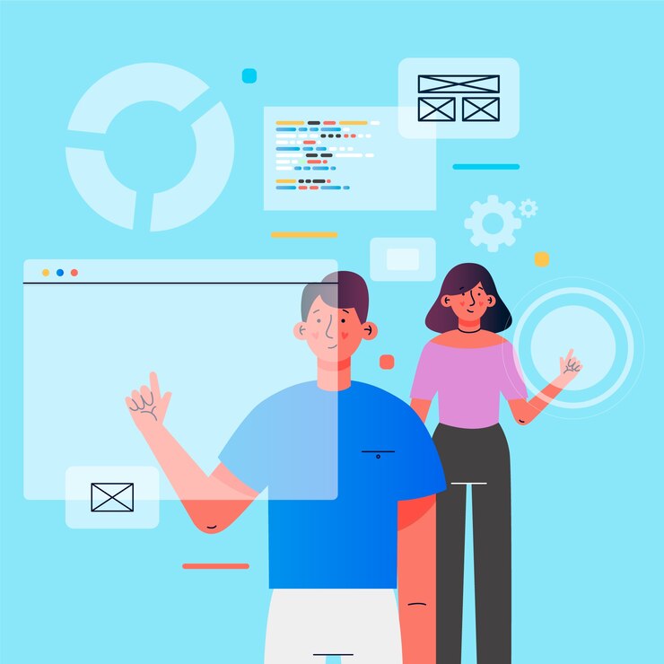 Free Vector people with technology devices