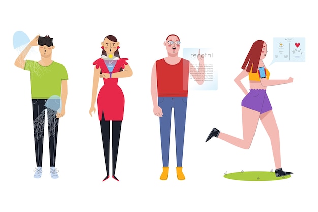 Free vector people with technology devices