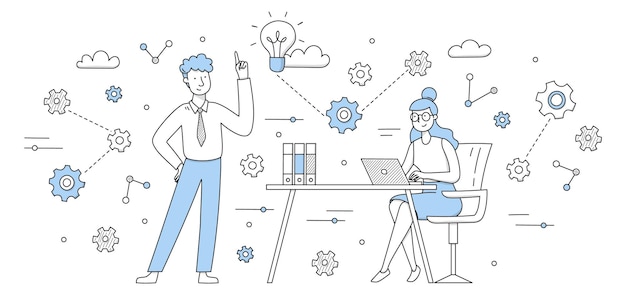 Free vector people work and do brainstorm in office