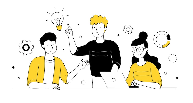 Free Vector people work in office together