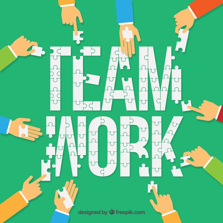 Free Vector people working as a team background in flat style
