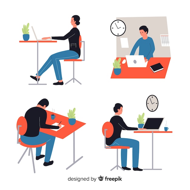 Бесплатное векторное изображение Люди, работающие в офисе