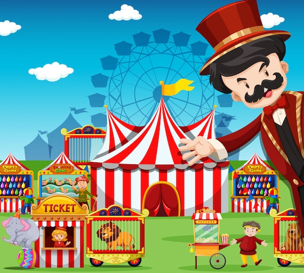 Free vector people working at the circus