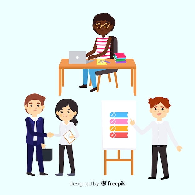 Free vector people working at the office assortment