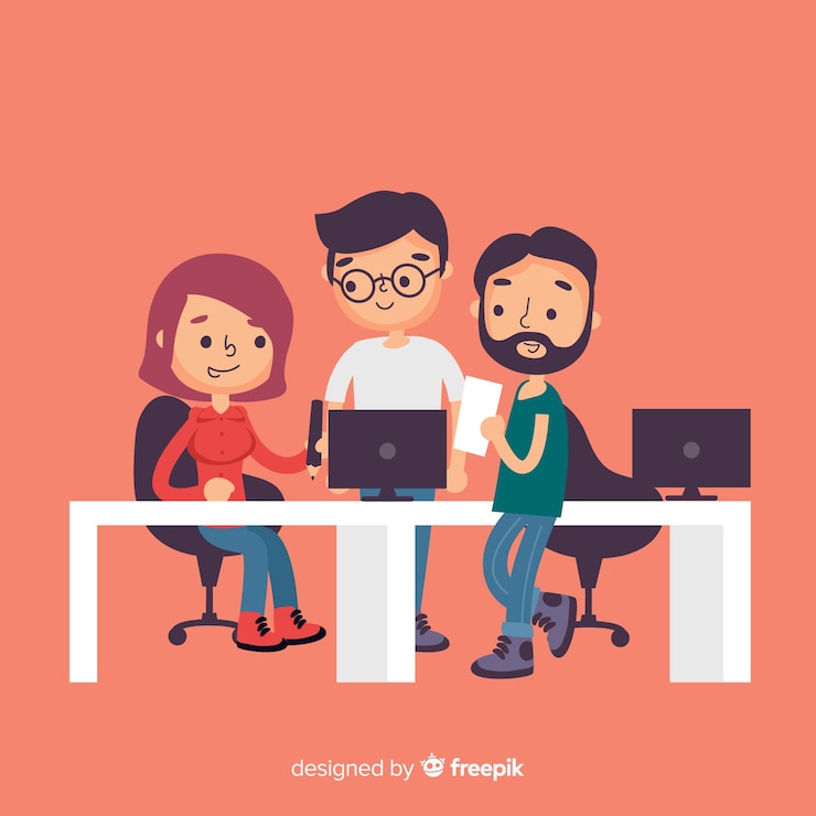 Free Vector people working at the office
