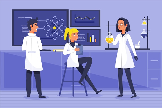 Free vector people working in a science lab concept