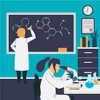 Free vector people working in a science lab