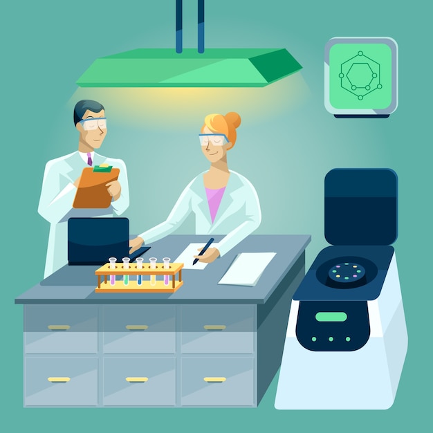 Free vector people working in a science lab