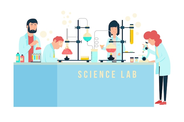 Люди, работающие в научной лаборатории