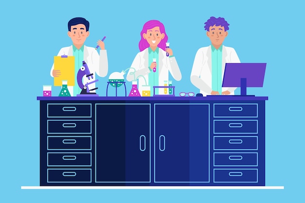 Free vector people working in a science lab