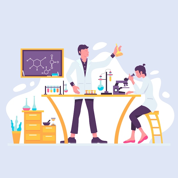 Free vector people working in a science lab