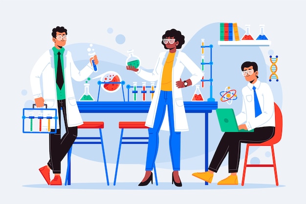 Free vector people working in a science lab