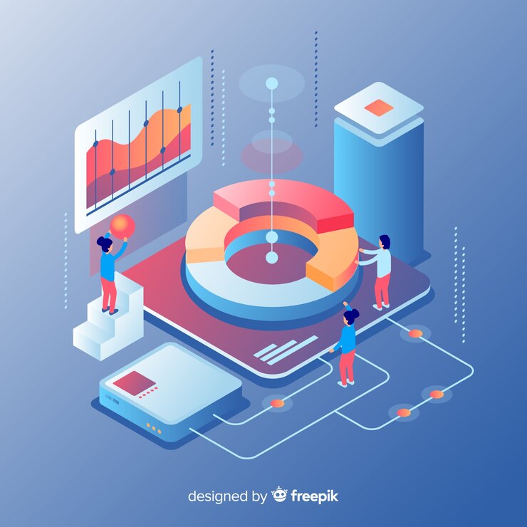 Free Vector people working with technology isometric style