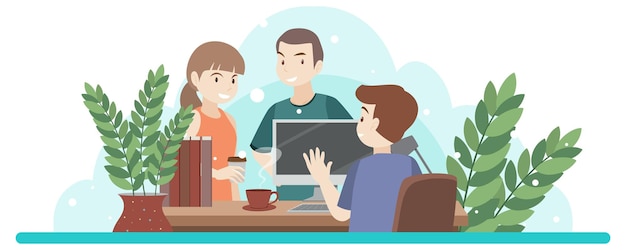 People at workplace concept in flat design