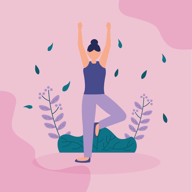 Free vector people yoga outdoor in flat style