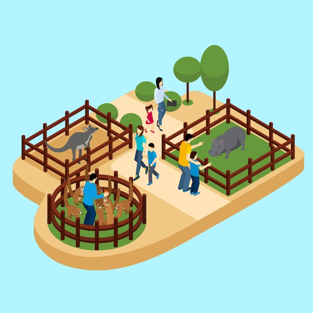 Free vector people at the zoo illustration